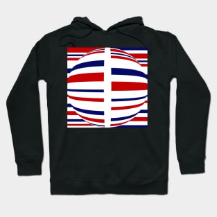 A red, white and blue globe Hoodie